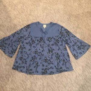 NWOT Flowy Blue Floral Top
